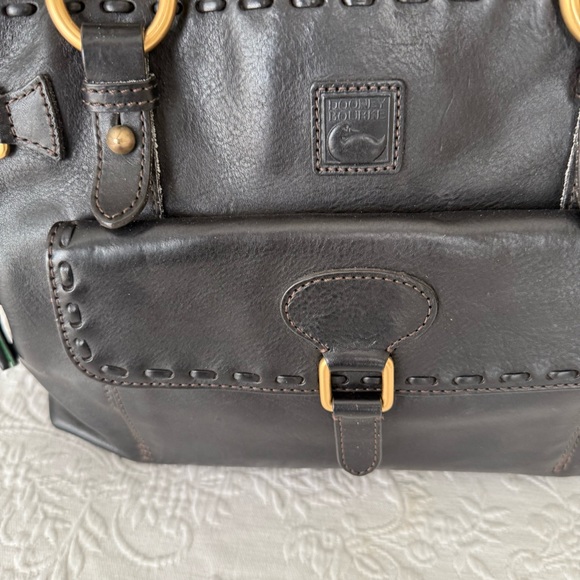 Dooney & Bourke RARE Florentine Black and Gold Leather Satchel Handbag - Picture 4 of 14